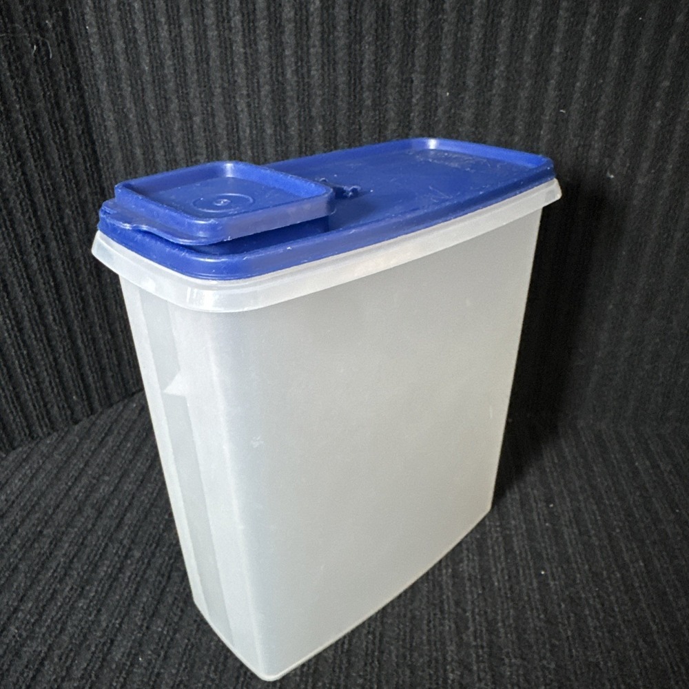 Vintage 90's Tupperware StorageCereal Keeper w/ Blue Lid 1588-2 & 1590-7